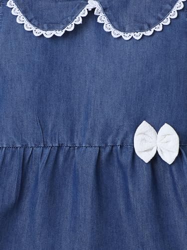 Image of Dresses for Kids Girls, Stylish Knee Length Once Piece Denim Frocks for Girls, Casual Dress for Summer & Birthday Family Gathering & Special Occasion
