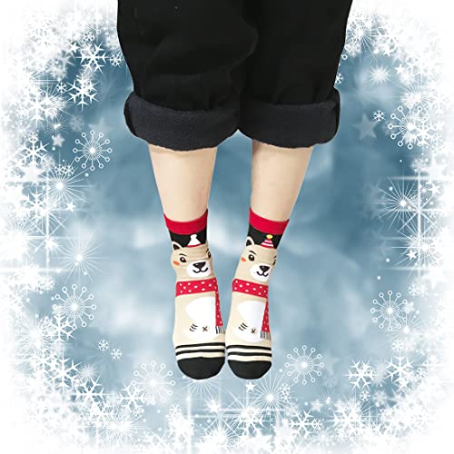 MarJunSep 20 Pairs Christmas Socks for Big Kids Women Holiday Xmas Socks Gifts Colorful Novelty Funny Christmas Cotton Knit Socks Children4