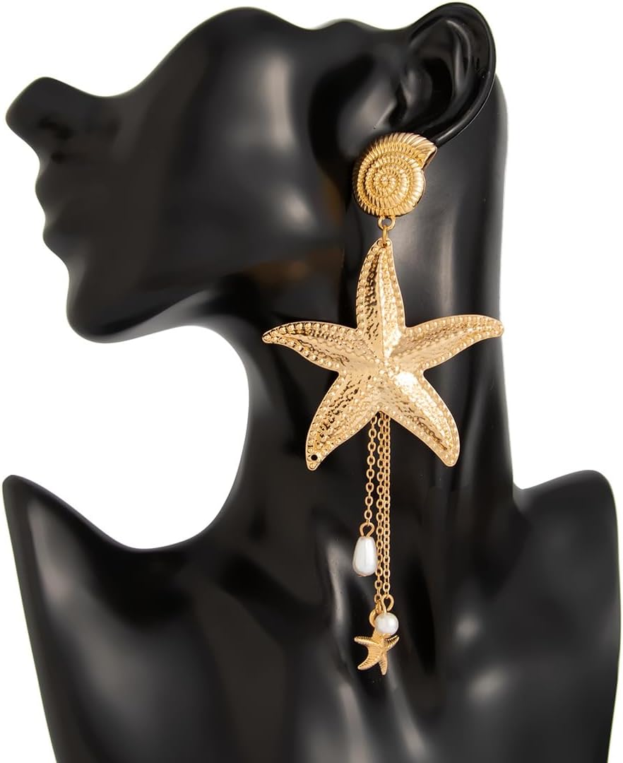 Starfish Tassel Dangle Earrings for Women Jellyfish Earrings Beach Long Dangle Drop Earring Summer Charm Earrings Ocean-Themed Dangling Earring Boho Beach Jewelry - Image 7