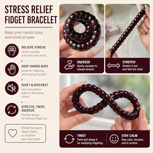 Image of Long tiantian Bodhi Fidget Bracelet for Women Natural Mudi Bodhi Seed Stretch Bracelets Protection Healing Jewelry Anxiety Relief Items
