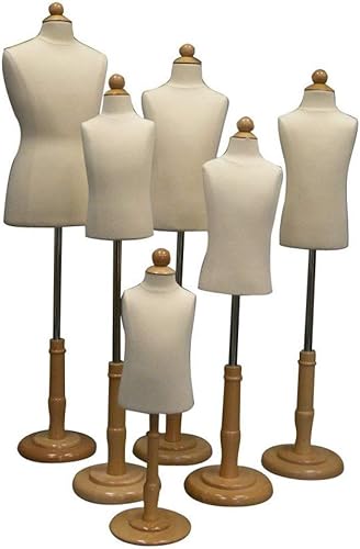 Miniatura 2 de Niño Unisex Niños Medio Cuerpo Pinnable Vestido Forma Infantil 6 Meses de Edad Maniquí Torso con Base de Madera y Cuello Top