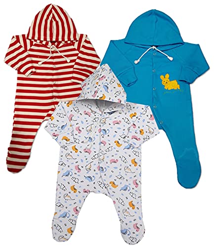 Image of New Born Baby Clothes Set Romper & Sleepsuit For Baby 0-3 Months (Pack of 3)