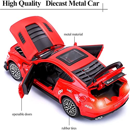 Image of DEUSON ECOM 1:32 Scale Mustang Toy Car Diecast Metal Model Cars for Kids Sound Light and Pull Back