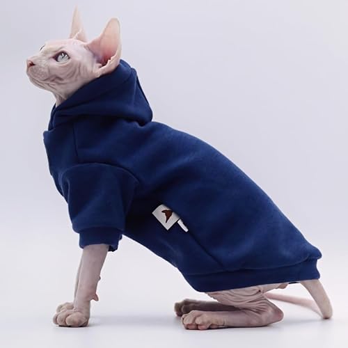 Miniatura 9 de Sphynx - Ropa gruesa y cálida con capucha suave para gato, ropa de gato sin pelo, chaleco para Devon, Cornish, Peter Bald, gatito pequeño (XXL)