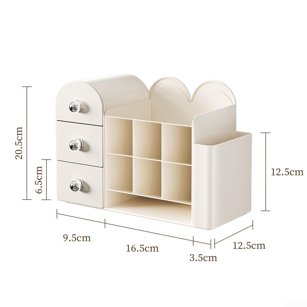 Organiseur de maquillage de grande capacité avec tiroirs et plusieurs compartiments pour cosmétiques, produits de soins de la peau, pinceaux et accessoires, design transparent pour comptoir