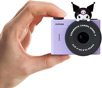 Kuromi Mini Kids Digital Camera & Video Camcorder by Kidamento, 32GB Memory Card, Adjustable Soft Strap Lanyard, Scavenger Hunt Momento Book - Model A Kuromi