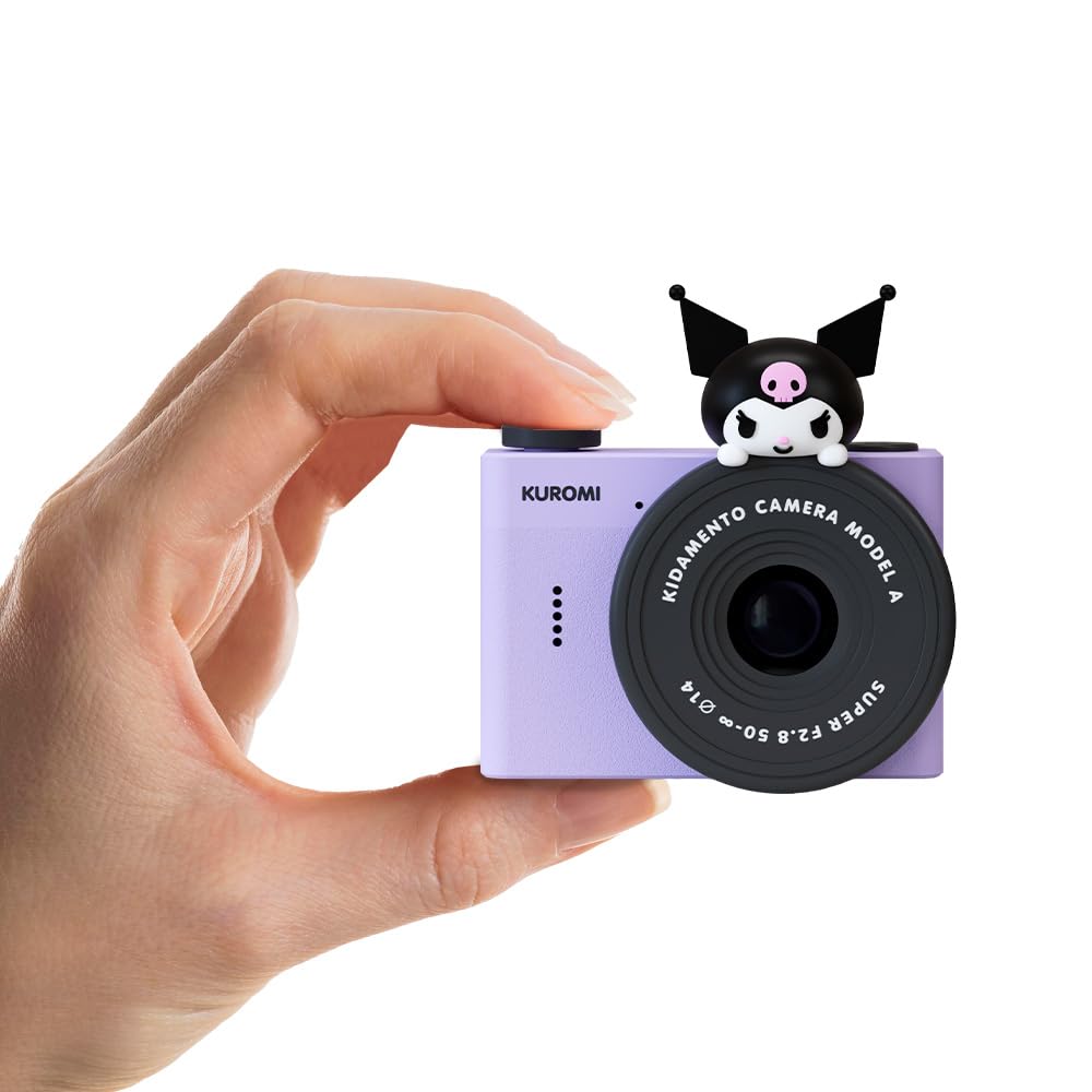 - kiimento Sanrio Licensed Kids Mini Camera, Best Travel Buddy Kuromi Digital & Video Camcorder for Girls Ages 3+, Selfie Dual Lens, 32GB Memory Card, Birthday Gift (Model A)