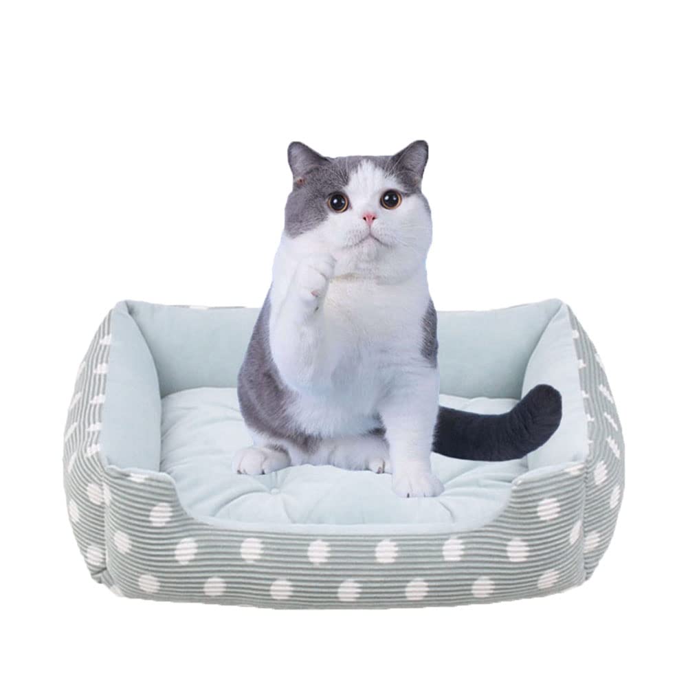 DAIHAN Dog Bed Cat Bed Pet Beds with Thickened Pp Cotton, Soft Cosy Plush Rectangle Mattress Mat for Dog, Cats, Kittens and Puppies,Green,80x40x15cm