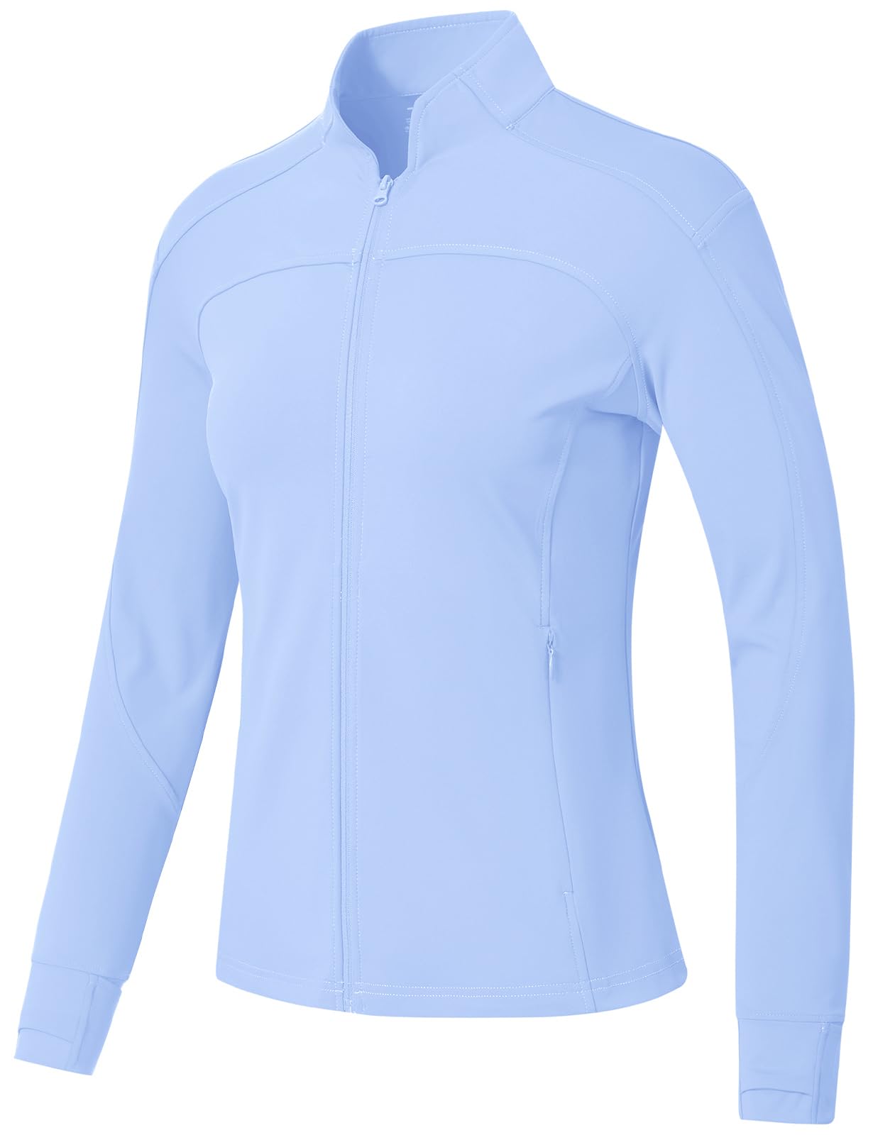 BGOWATU Women's Workout Jacket Lightweight Zip up Running Athletic Jackets with Thumb Holes — view 12