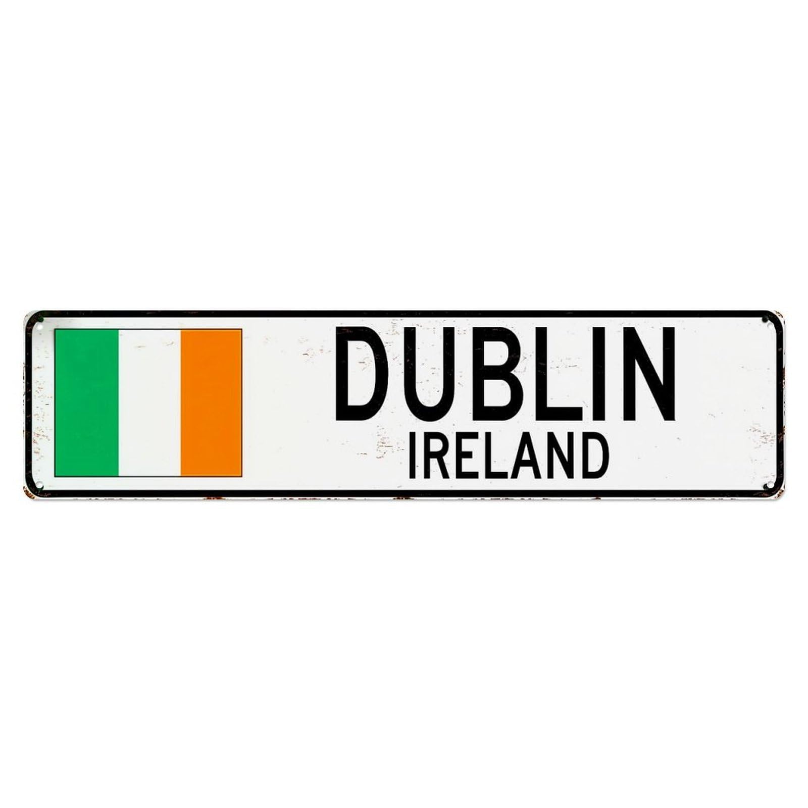 Jdyansheng Vintage Dublin Ireland Flag Sign Tin Sign Metal Poster Metal Signs For Home Man Cave Bar Cafe Kitchen Laundry Room Wall Decorations 4X16 Inches