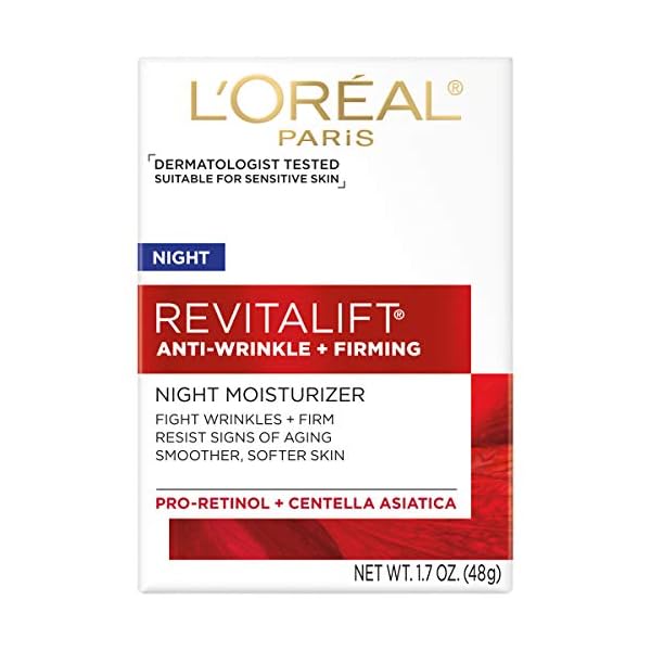 LOreal-Paris-Skincare-Revitalift-Anti-Aging-Night-Cream-Face-Moisturizer-with-Pro-Retinol-and-Centella-Asiatica-Paraben-Free-Non-Comedogenic-Suitable-for-Sensitive-Skin-17-oz L'Oréal Paris Revitalift Anti-Wrinkle and Firming Face Night Cream, Pro Retinol 1.7 oz
