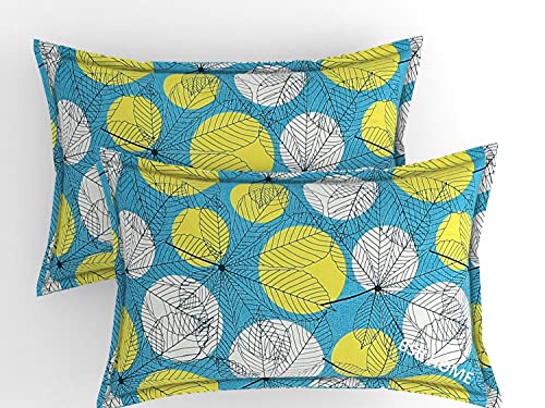 Image of BSB HOME Present Designer Printed Cotton 160 TC Standard | Regular | King Size Pillow Cover Set of 2 Piece (18x28 Inches, White Green and White)