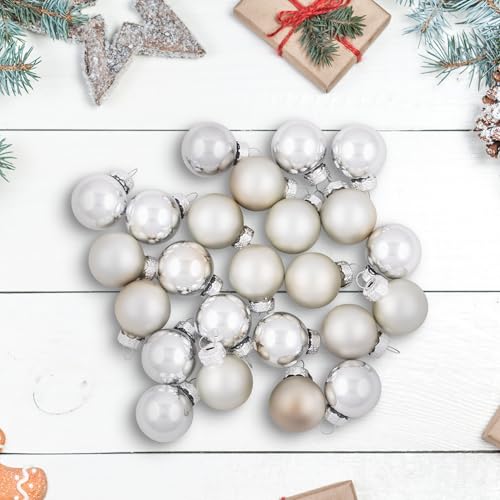 NORTHLIGHT WY00695 Silver Mini Glass Ball Christmas Ornament Set, 1