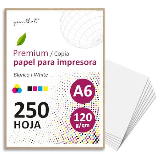 younikat papel para copias DIN A6 I 120 g/m² I 250 hojas blancas I papel en blanco para recetas I dv1551