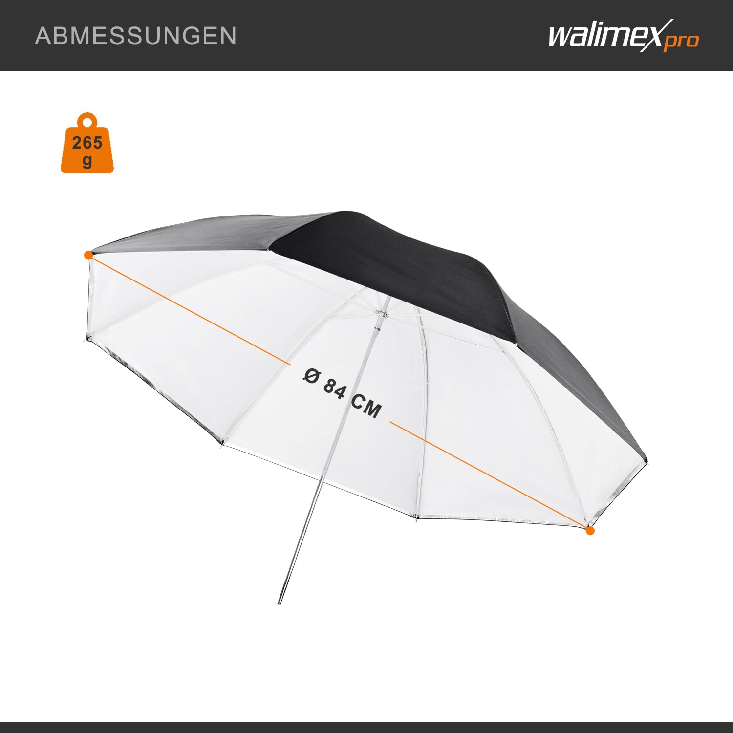 Walimex Pro 2-in-1 Reflex-/Durchlichtschirm (84 cm) weiß