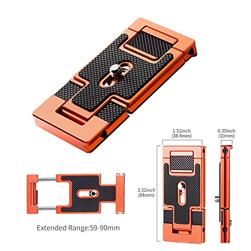 K&F Concept Aluminum Alloy Quick Release Plate With 1/4 Inch Screw For Camera, Cage, Cellphone Etc (Orange) #TOP6