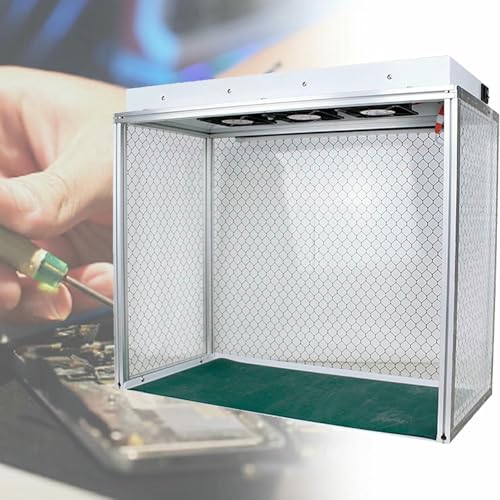 Campana de Flujo laminar Vertical con Filtro de Ventilador y filtros HEPA para reparación de teléfonos y Laboratorio. Mesa de Trabajo a Prueba de Polvo con iluminación LED. (220V)