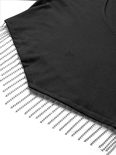 ZXZY Women Soft Ribbed Sparkly Rhinestone Fringe Long Sleeve Crop Top Cropped T Shirts4