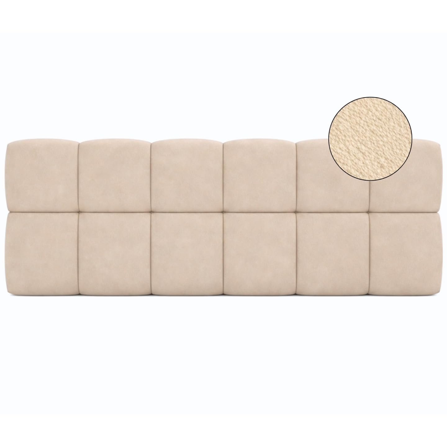 IDMarket - Tête de lit Suspendue matelassée Nuage Velours Beige 160 cm