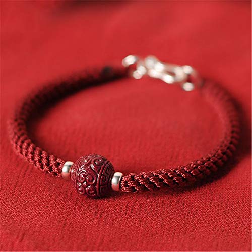 Feng Shui Amuleto Pulsera de cinabrio Prosperidad Corazón Sutra Cuentas de Buda suerte Amuletos Pulsera trenzada Hecho a mano Atraer la buena suerte Dinero Amor Joya Regalo para mujeres/hombres,A Cover