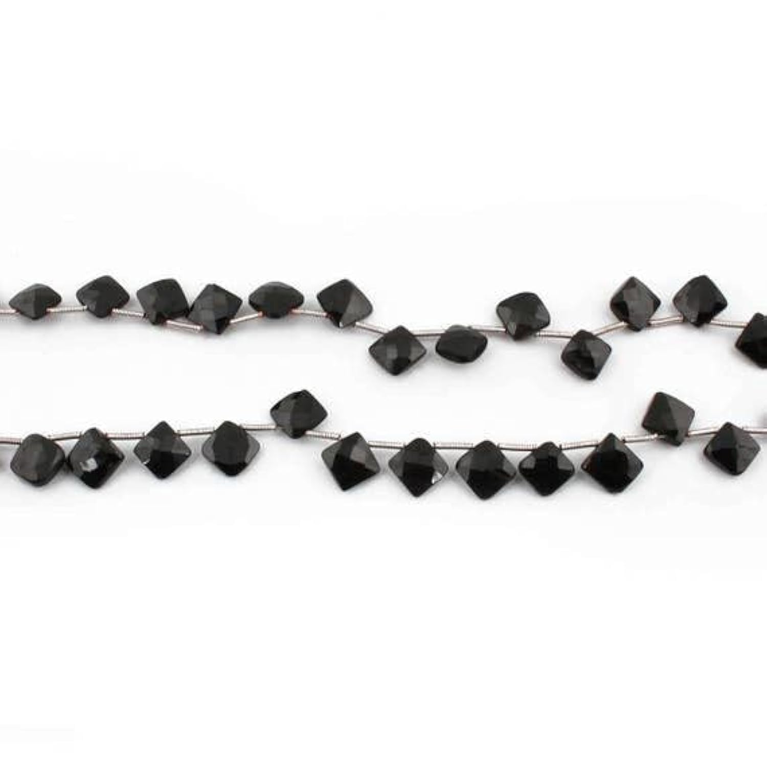 Perles onyx noir facettées briolettes en kite et cushion 10mm pour fils de colliers DIY