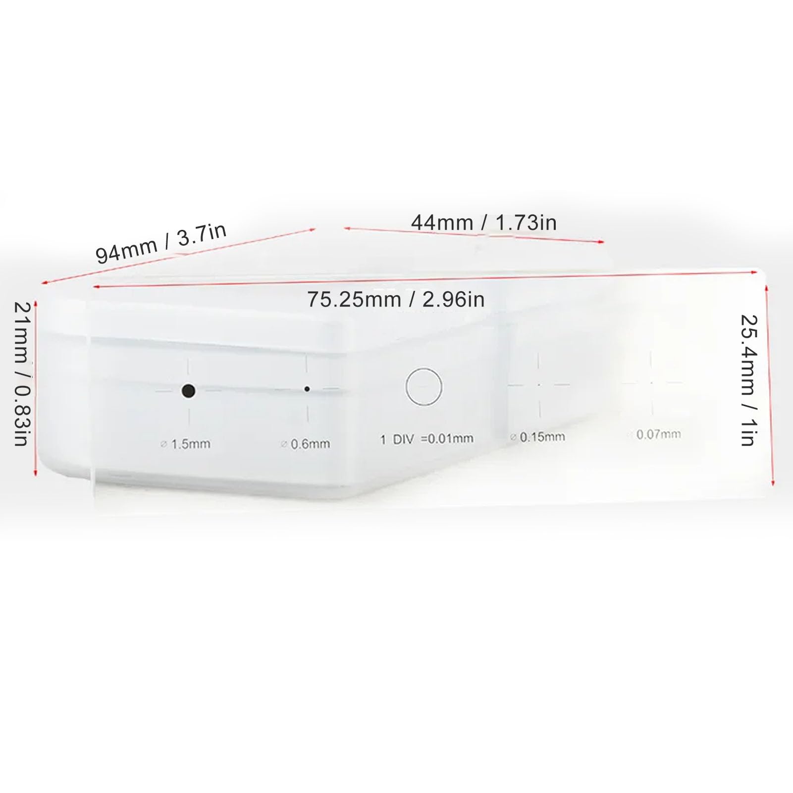 Mikrometer-Kalibrierungslineal 0,01 Mm Für Mikroskope – 1,5 Mm Skala, Objektträger 75x25 Mm, Für Präzise Messungen & Kalibrierung