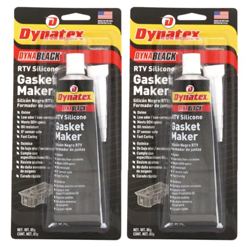 Image of Dynatex DynaBlack RTV Silicone Gasket Maker 85g Tube - 500F High Temperature, Sensor Safe, Low Odor, and Non-Corrosive Silicone Sealing Compound Made in the USA (2-Pack)