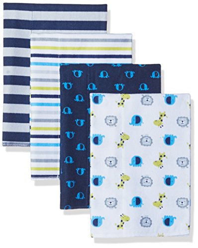 Image of Gerber Unisex-Baby 4-Pack Flannel Burp Cloth, safari, 20" x 14"
