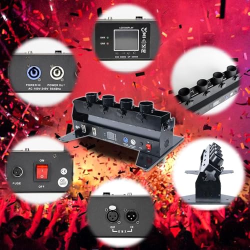 Macchina lancia coriandoli portatile, lancia coriandoli, cannone elettrico professionale a 4 colpi per feste, club, matrimoni, Natale, Halloween, effetti luce di carnevale