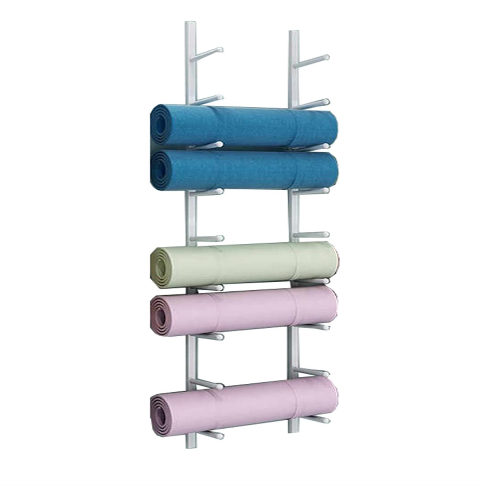 Générique Étagère de Rangement Murale à 9 Niveaux pour Tapis de Yoga et Rouleau de Massage, étagère métallique pour Salle de Sport à Domicile et Studio, Support Gain de Place pour Accessoires de Yoga
