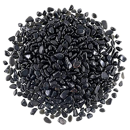 WAYBER 1 Lb/460g Black Obsidian Quartz Crystal Stones Irregular Decorative Rocks Aquarium Pebbles Gravels for Fish…