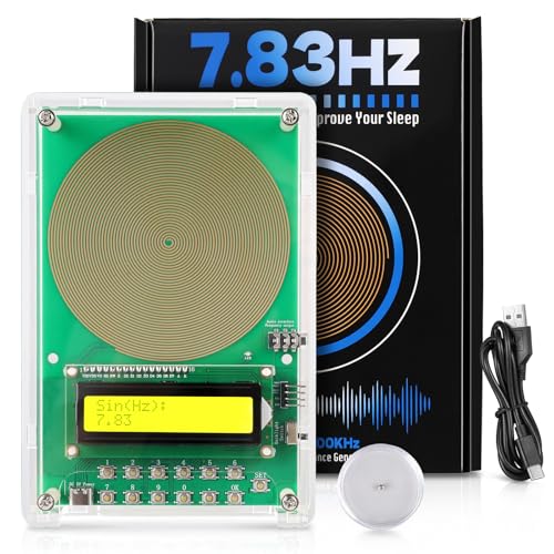 0.01Hz-200kHz Adjustable Frequency Generator for Healing Schumann Sine Waves Resonance Generator 7.83Hz Ultra Low Frequency Generator Resonator with Acrylic Case