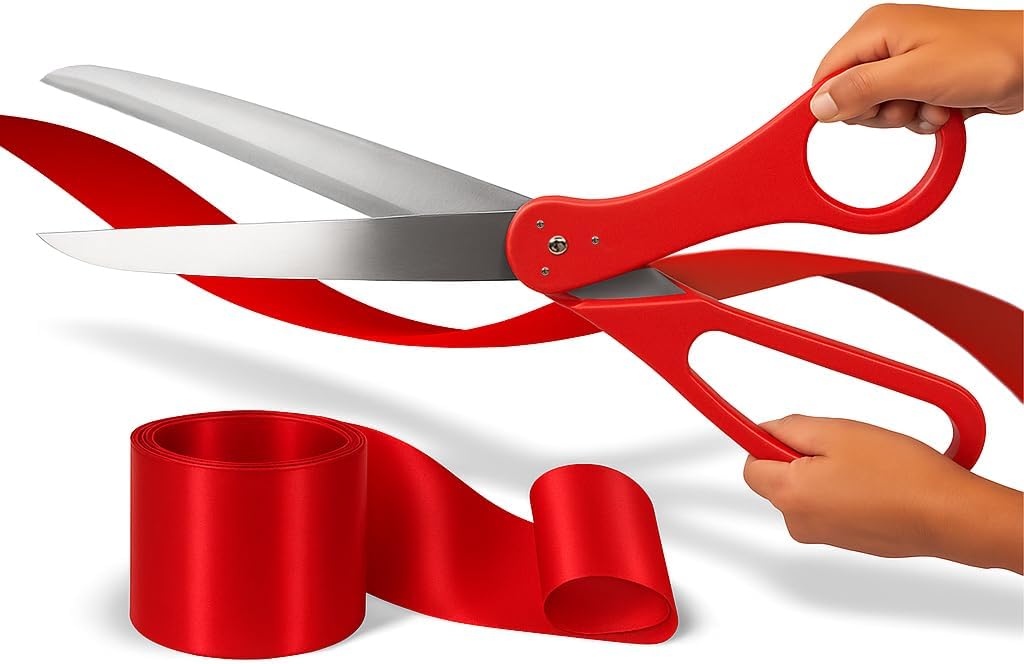 Grand Opening Ribbon Cutting Ceremony Kit 25" Grand Opening Ribbon and Scissors for Special Events Inaugurations and Ceremonies