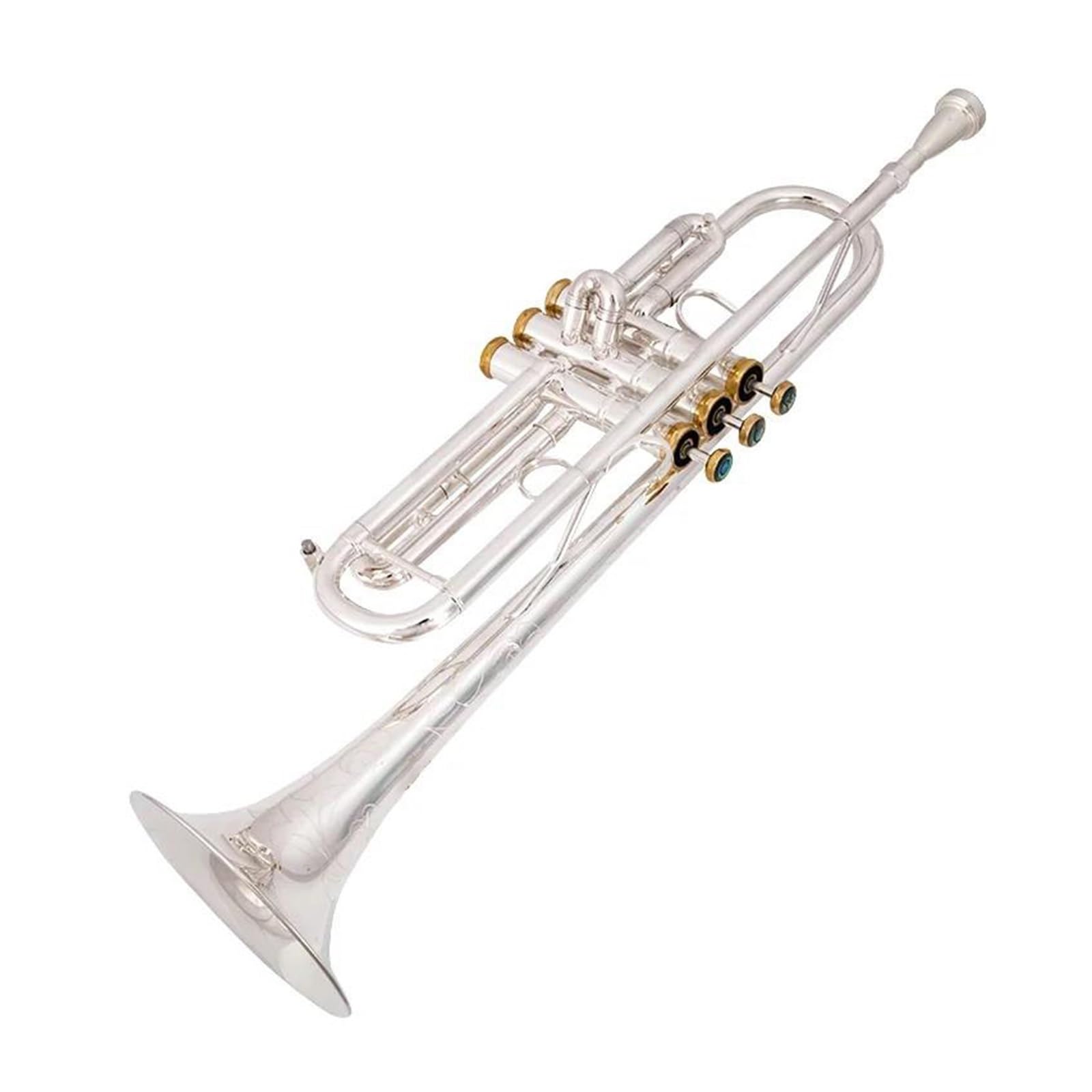 Trompetas para Estudiantes Trompeta Pequeña BB, Instrumentos Musicales Profesionales con Llave Dorada Y Plateada, con Estuche