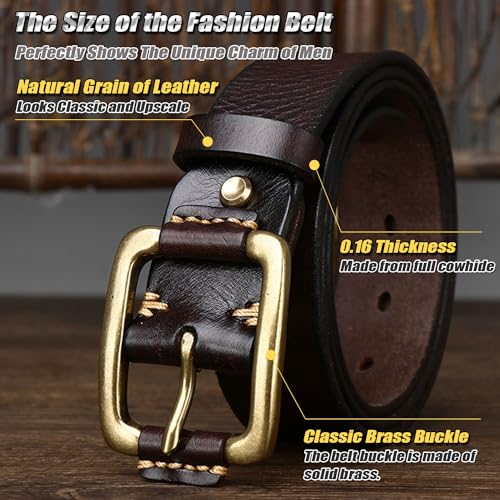Vintage 1.5" Full-Grain Heavy-Duty Buckle Genuine Leather Belt Men Gift Box Executive2