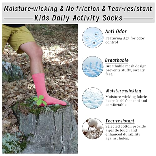 Kids Classic Crew Dress Socks Elastic Stay Up Top Seamless Toe Soft Breathable Girls Boys Socks 6-8 Years4