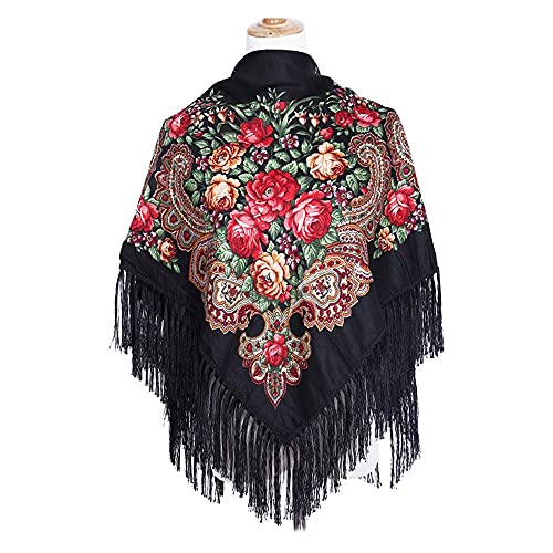 Leadigol Russian Style Muffler Warm Scarf with Tassel,Women's Traditional Scarf Wrap Tassel Shawl Tassel Scarf Long Women Wraps Big Size Printing Shawl Rectangular Fashion Scarves
