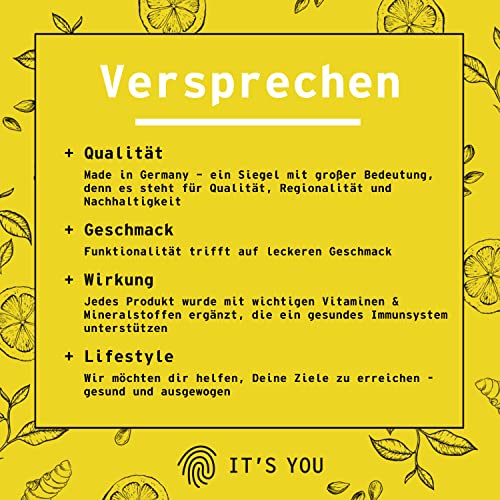 Its You® Immune Active Vitamin Drink mit Superfoods/ 300g Pulver, 30 Portionen mit Ginger-Lemon Geschmack/Nahrungsergänzung zur Unterstützung des Immunsystems mit wichtigen Vitaminen & Mineralstoffen