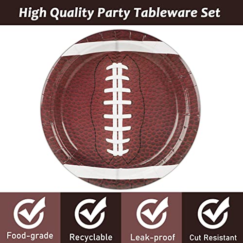 Image of gisgfim 24 pcs Football Paper Plates Football Dessert Plates Birthday Party Supplies Disposable 7 inch Sport Paper Tableware Decorations for Sports Fans Baby Shower