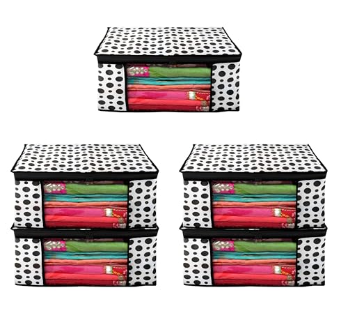 Shaping Fabric Garment Cover Non-Woven 90 GSM with Transparent Window & Double Metal Zipper – Pack of 5 | Dustproof Clothes Storage Bag for Sarees, Suits, Jackets, Shirts SCSDRL1682493517524148524243