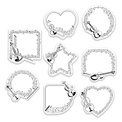 JSRQT Notas Autoadhesivas Adhesivas de Dibujos Violín Sticky Notes Bonitas Mini Blocs Colores Libros para Hogar Escuelas Oficina Cumpleaños Regalos Registros Recordatorios Planificadores