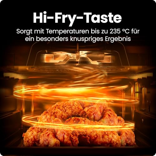 Chefman 5,7L Heißluftfritteuse, schnell & einfach, kompakte Heissluftfritteuse mit Hi-Fry Technologie, Touch Controls mit 4 Voreinstellungen, antihaftbeschichtet & spülmaschinenfest - Schwarz 5
