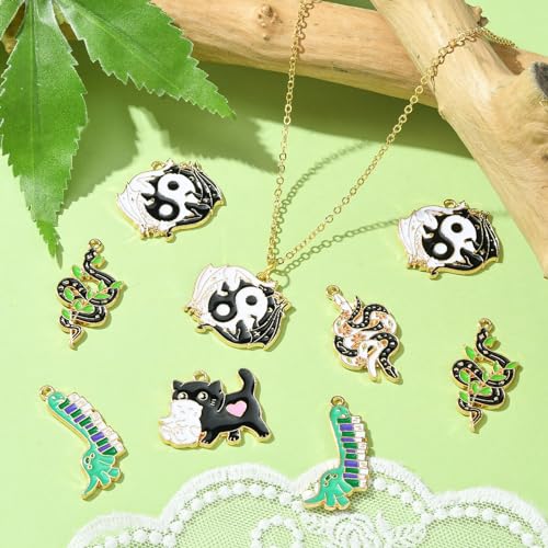 Stiesy 20Pcs 5 Styles Enamel Animal Charms Cat Snake Pendant Charm Dragon Dinosaur Dangle Charms for Jewellery Making Bracelet Crafting Necklaces - Image 4