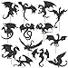 16pcs Dragon Centerpieces Sticks for Table Black Glitter Dragon Baby Shower Decorations for Fantasy Dragon Theme Birthday Party Decorations Supplies