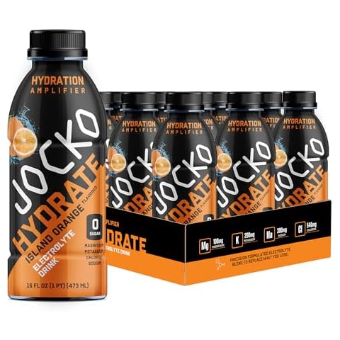 Jocko Fuel Hydrate Electrolyte Drinks - Sports Drink Hydration Amplifier, Thirst Quencher - Scientifically Formulated Electrolyte Blend Island Orange Flavor 16 Oz (12 Pack) Cover
