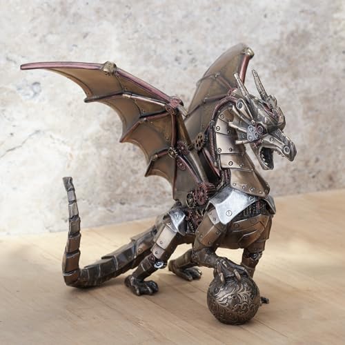 Estatua de Dragón Steampunk en Resina con Acabado Bronce miniatura 6