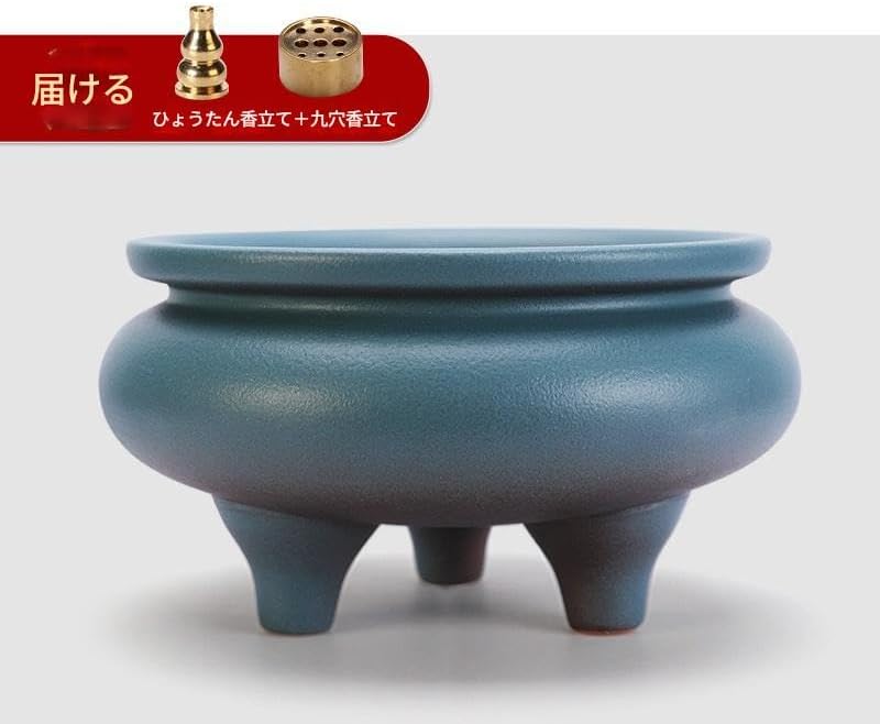 Ghbunuz 大きい仏壇用香炉 セラミック 寺用 用の前香炉仏陀のための三本足 立て 炉 お香立 ホルダー シンプル お香置き 仏