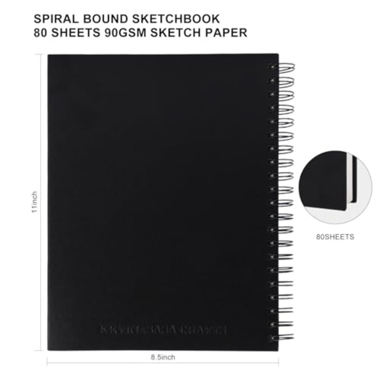 Album Da Disegno Con Rilegatura A Spirale Quaderno for schizzi da 8,5x11 pollici, blocco con rilegatura a spirale, carta interna da 80 fogli da 90 g/m²