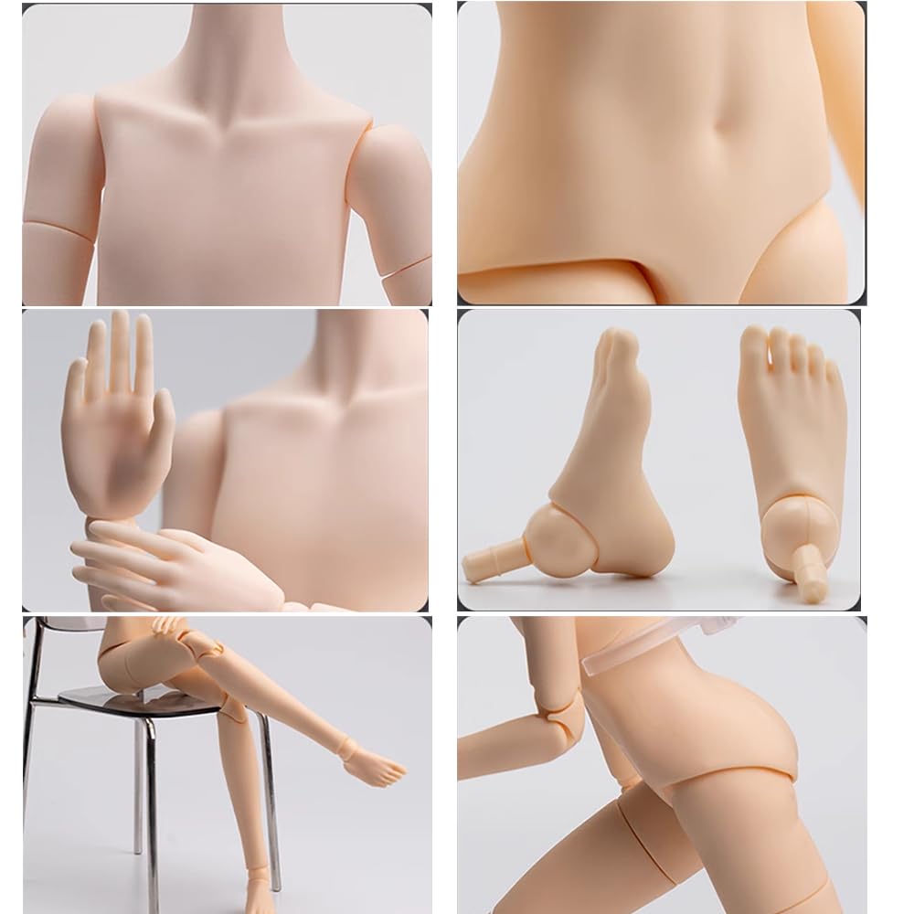 Cuerpo de muñeca de PVC de 21cm, Cuerpo articulado móvil para OB24, GSC, Accesorios para Cabeza de muñeca BJD, Juguetes de Mano de Repuesto (Normal Skin+Hands)