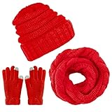Aneco Winter Warm Knitted Scarf Beanie Hat and Gloves Set Men and Women's Soft Stretch Hat Scarf and...